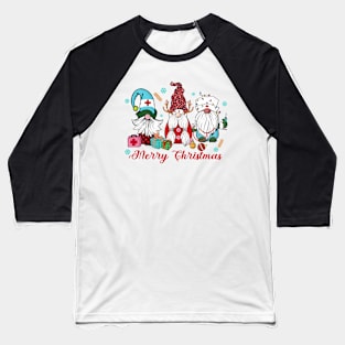 Nurse Gnomes Merry Christmas Baseball T-Shirt